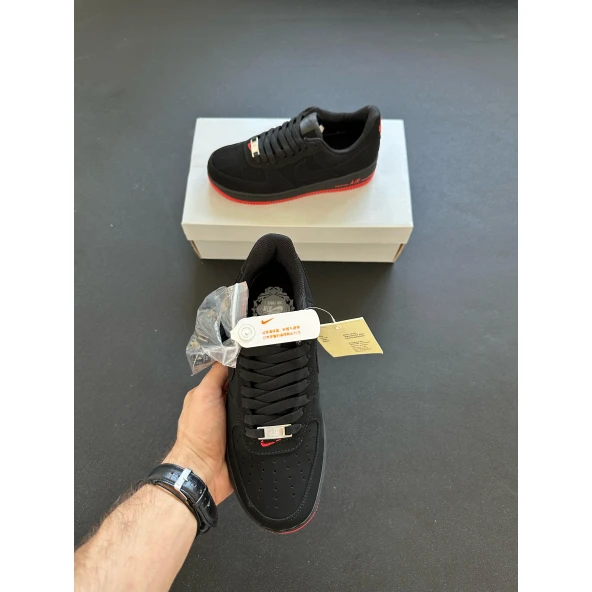 Nike Air Force Siyah Kırmızı Taban - Resim 2