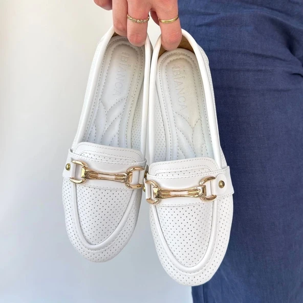 Rain Beyaz Cilt Babet Ayakkabı - Resim 4