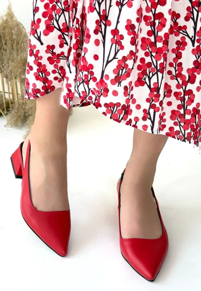 Morji Kırmızı Cilt Topuklu Ayakkabı - Resim 3