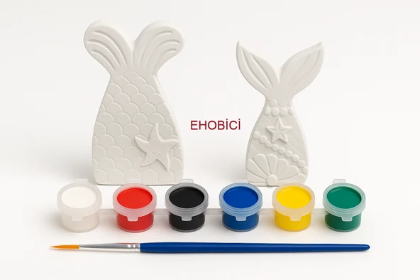 Ehobici Taş Boyama Seti Balık Kuyruğu 6 Renk Akrilik Boya 5ml + Fırça ürün görseli 1