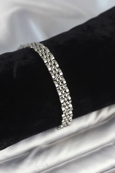 316L Çelik 7 mm Kalınlıkta Gümüş Renkli Erkek Bileklik - TJ-EB3768 ürün görseli 1