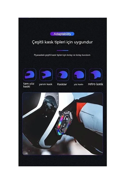 Y20 Motor Kurye Kask Kulaklık Rgb Modlu Bluetooth Motosiklet Kulaklık 5.3 Bluetooth Interkom - Resim 4