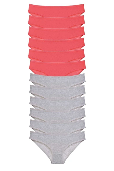 12 adet Süper Eko Set Likralı Kadın Slip Külot Fuşya Gri ürün görseli 1