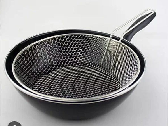 26 cm emaye wok patates cips  kızartma tava sı - Resim 2
