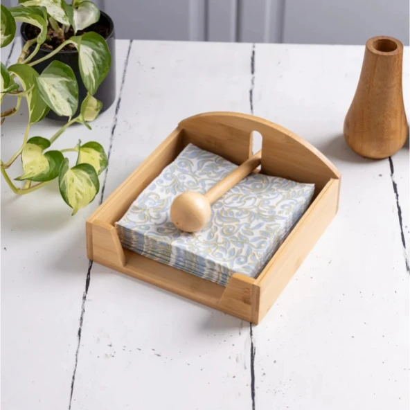 Ahşap Kare Peçetelik ürün görseli 1