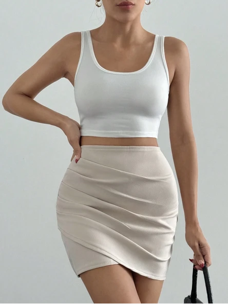 Drapeli mini etek - Resim 5