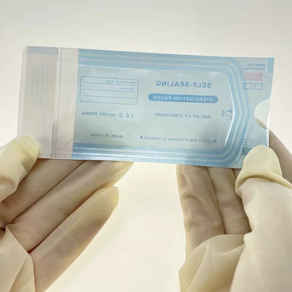 Mini Alet Sterilizasyon Zarfı - İndikatörlü Sterilizasyon Paketi 57x130mm (200 Adet) - Resim 4