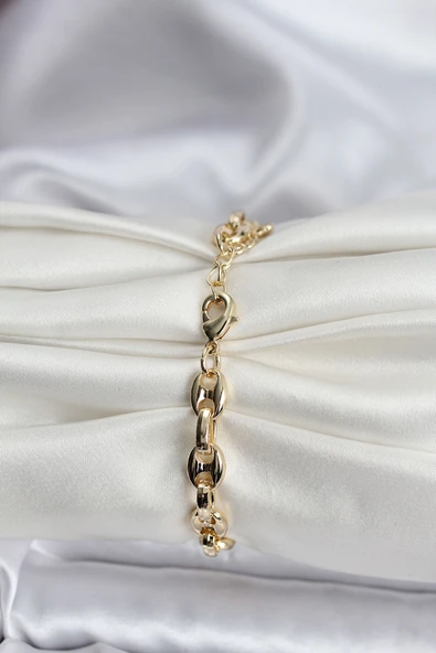 14K Gold Renk Kaplama Kahve Çekirdeği Model CM Kadın Bileklik - Resim 2