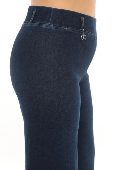 Büyük Beden Denim Toparlayıcı Yüksek Bel Boru Paça Kadın Pantolon - Resim 2