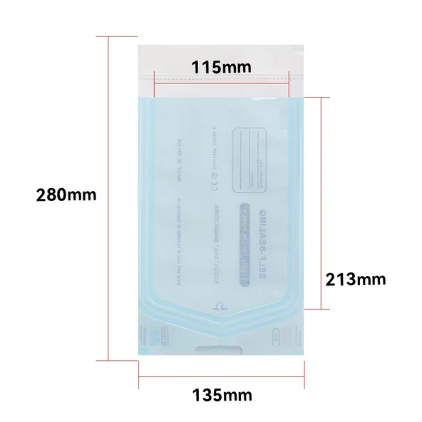 200lü Büyük Alet Sterilizasyon Zarfı - İndikatörlü Sterilizasyon Paketi 135x280mm (200 Adet) - Resim 4