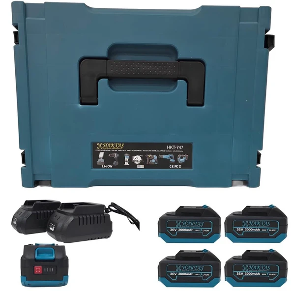 HSGL HKT 747 7’li Akülü Set  36V 3Ah  Kırıcı Delici, Vidalama, Dekupaj, Daire Testere, Freze, LED Işık  Çok Amaçlı Profesyonel El Aletleri Seti - Resim 9