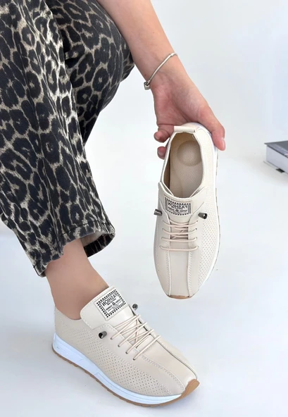 Fiert Bej Cilt Bağcıklı Spor Ayakkabı - Resim 2