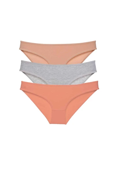 3 adet Eko Set Likralı Kadın Slip Külot Ten Gri Pudra ürün görseli 1