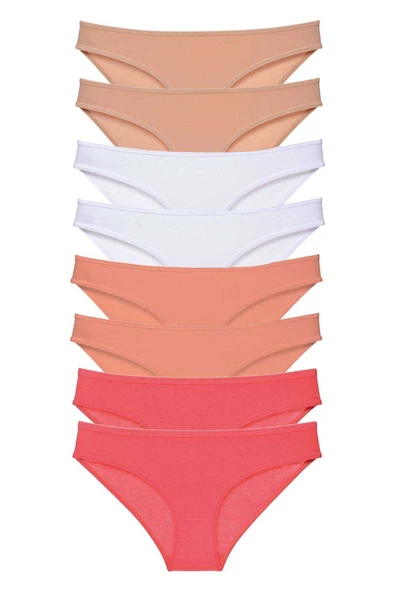 8 adet Süper Eko Set Likralı Kadın Slip Külot Ten Beyaz Pudra Fuşya ürün görseli 1