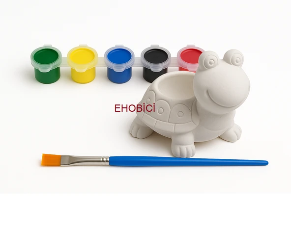 Ehobici Taş Boyama Seti Sevimli Kaplumbağa 6 Renk Akrilik Boya 5ml + Fırça ürün görseli 1