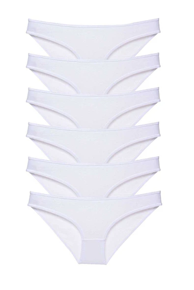 6 adet Süper Eko Set Likralı Kadın Slip Külot Beyaz ürün görseli 1