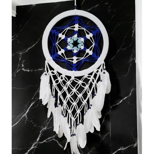 Nazar Boncuğu Renklerinde Yıldız Motifli Büyük Boy Düş Kapanı Duvar Dekoru ürün görseli 1