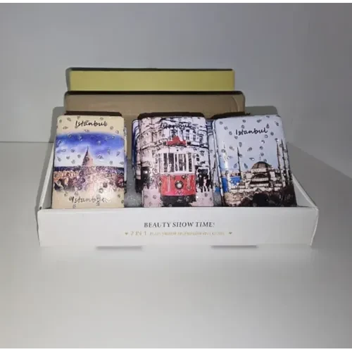 İstanbul Temalı Büyüteçli Dikdörtgen Cep Aynası Seti ürün görseli 1