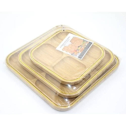 3'lü Ahşap Kahvaltı Çerez Ve Meyve Sunum Tabağı ürün görseli 1