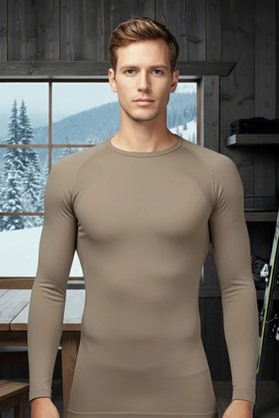 Thermoform Extreme Erkek Seamless Termal İçlik Sweatshirt Kum - Resim 2