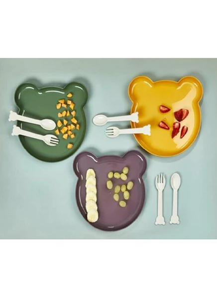 Lova Mama Tabağı Çatal Kaşık Ayı Yogi LV-111 ürün görseli 1