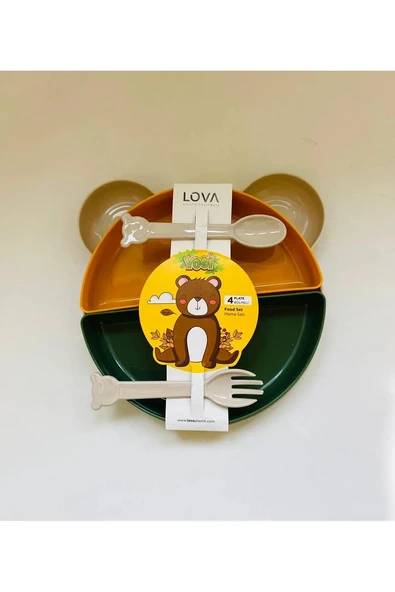 Lova Mama Tabağı Çatal Kaşık Ayı Yogi LV-111 - Resim 2