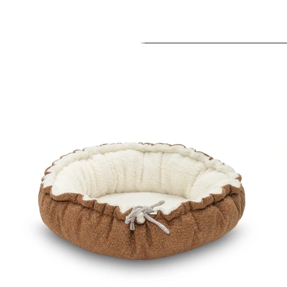 Pet Comfort Sunflower Çift Taraflı Terra/Ekru Kedi ve Köpek Yatağı 60cm - Resim 5