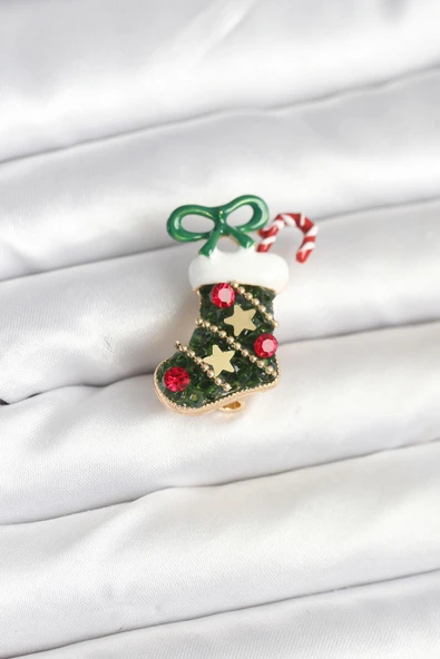 Yılbaşı Çorabı Temalı Broş - TJ-BR474 ürün görseli 1