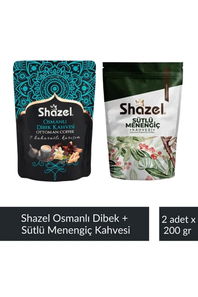 Shazel Osmanlı Dibek Kahvesi 200 gr + Shazel Sütlü Menengiç Kahvesi 200 gr ürün görseli 1