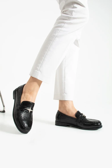 Stato - Siyah Renk  Suni Deri  Kadın Loafer ürün görseli 1