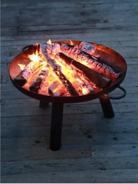 TRENDESK Kulplu Ateş Çukuru Bahçe Şöminesi Kamp Sobası Bahçe Sobası kulplu soba 7010-NRM ürün görseli 1