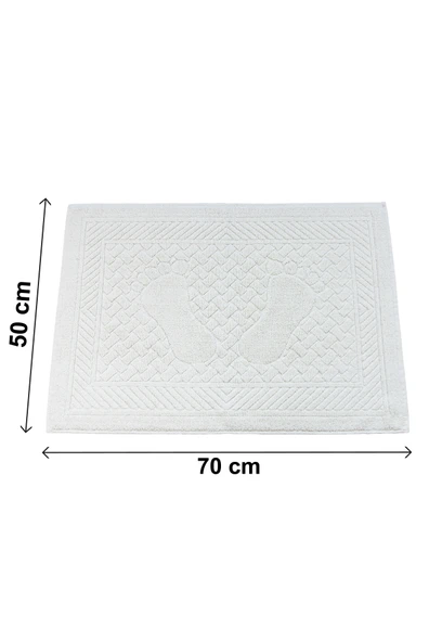 Ayak İzi Desenli 2li Ayak Havlusu - 50x70 cm - Su Emici Banyo Paspası Seti - Beyaz - Resim 6