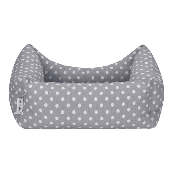 Pet Comfort Uniform Gri Puantiyeli Kedi ve Köpek Yatağı S 50x40cm - Resim 3