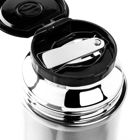 Tantitoni Gri Paslanmaz Çelik Kaşıklı Yemek Termosu 700ml - Resim 4