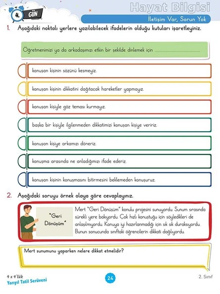 2. Sınıf 4x4’lük Yarıyıl Tatil Serüveni – Bilişsel Etkinlikler 2025 - Resim 5