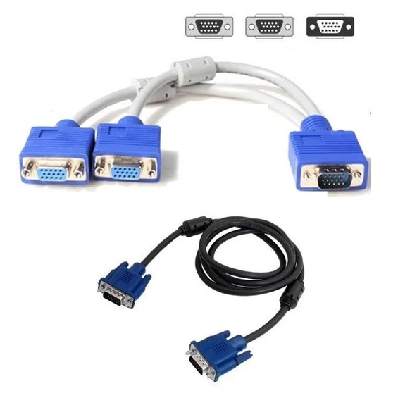 Vga Y Kablo Çoklayıcı Switch Kablosu + VGA KABLO ürün görseli 1