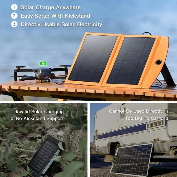 10.000mAh Güneş Enerjili Solar Powerbank - Resim 3