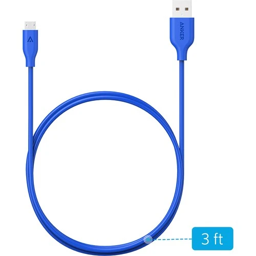 Anker PowerLine Micro USB Şarj/ Data Kablosu 0.9 Metre - Mavi -A8132031-ONP - Resim 2