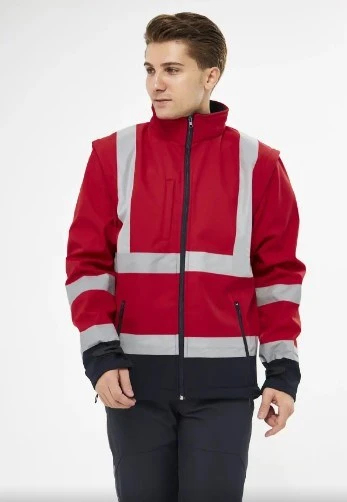 Orange Safety Softshell Mont Reflektörlü Kolları Çıkmalı Kırmızı ürün görseli 1