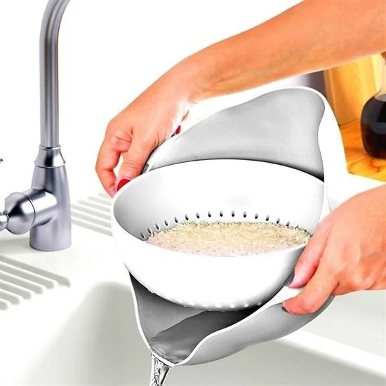 OLLEVRA Çok Amaçlı 360 Derece Dönebilir Pratik Hazneli Mutfak Süzgeç Elek - Resim 7