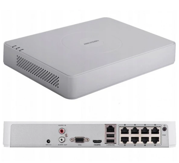Hikvision DS-7108NI-Q1/8P 8 Kanal 8 PoE H.265+ NVR Kayıt Cihazı Plastik Kasa ürün görseli 1