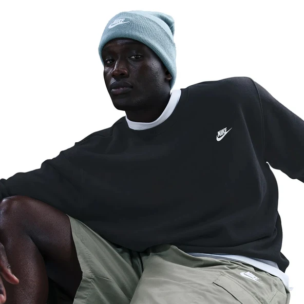 Nike FN3886-010 Nike Club Erkek Şardonlu Crew Sweatshirt - Resim 5