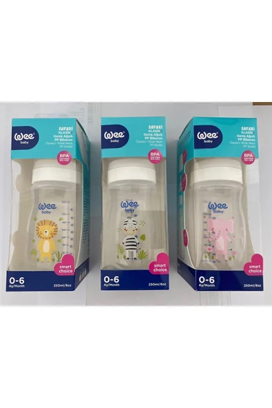WEE BABY Safari Geniş Ağızlı PP Biberon 0-6 ay 250 ML ürün görseli 1