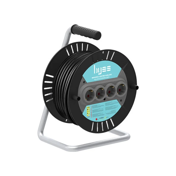 Byes BY15K1003 Kablolu 4 Prizli - 40m 3x1,5 Plastik Kablo Makarası ürün görseli 1