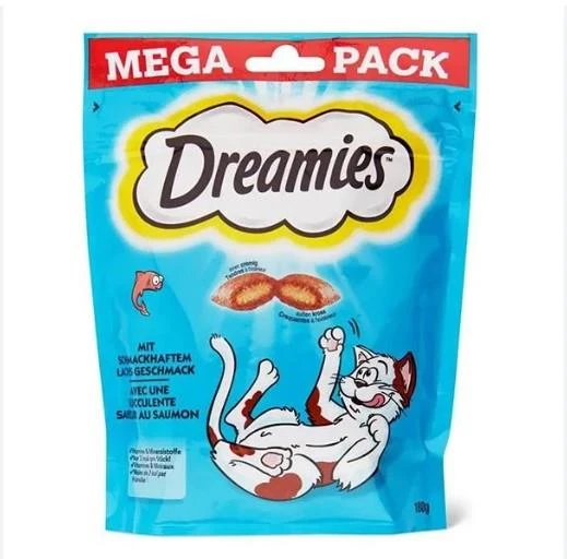 Dreamies Mega Pack İç Dolgulu Somonlu Kedi Ödül Bisküvisi 180gr ürün görseli 1