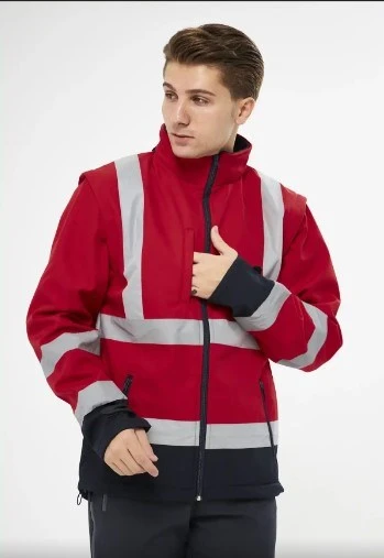 Orange Safety Softshell Mont Reflektörlü Kolları Çıkmalı Kırmızı - Resim 4