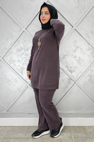 KADIN KOL KISMI ÇIT ÇIT DETAYLI KOLYELİ TESETTÜR TAKIM - Resim 3