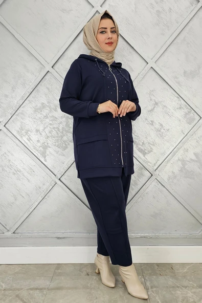 KADIN BEDEN TAŞ DETAYLI TESETTÜR TAKIM - Resim 4