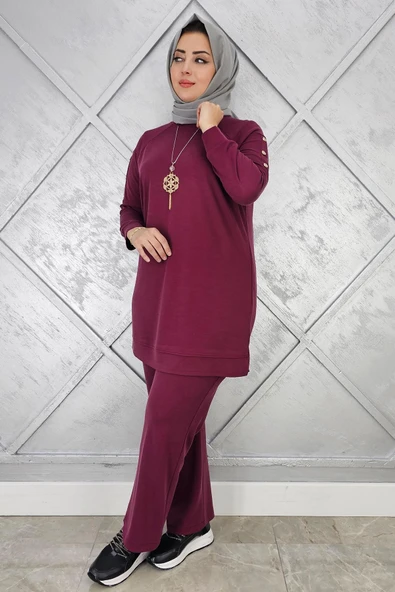 KADIN KOL KISMI ÇIT ÇIT DETAYLI KOLYELİ TESETTÜR TAKIM ürün görseli 1