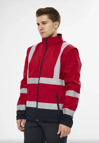 Orange Safety Softshell Mont Reflektörlü Kolları Çıkmalı Kırmızı - Resim 2